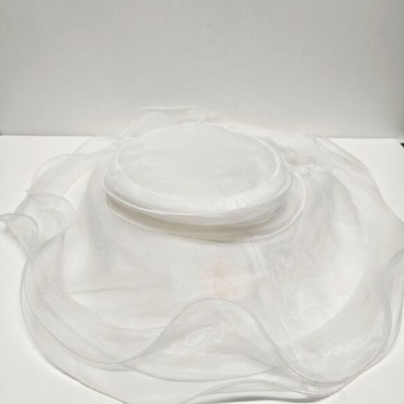 Vintage Betmar Women's White Organza Wedding Hat Bow Kentucky Derby Church NWT - Picture 6 of 8